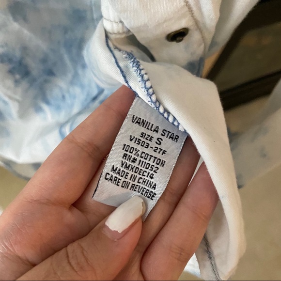 VANILLA STAR Blue Acid Wash fitted Button Up Shirt - Picture 4 of 5